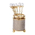 thumbnail image 4 of Organizador de cucharas, soporte para frutas y tenedores con 6 cucharas, soporte para utensilios, soporte de cuchara de postre de vidrio para cocina d, 4 of 9