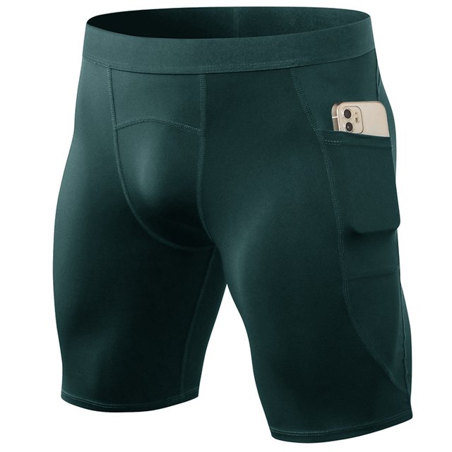 Pantalones cortos deportivos para hombre, ajustados, de secado rápido, para entrenamiento, con bolsillo, elásticos, transpirables, para correr y fitness