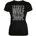 thumbnail image 1 of Halloween Costume de Loup Humain Noir T-Shirt Doux pour Juniors, 1 of 1