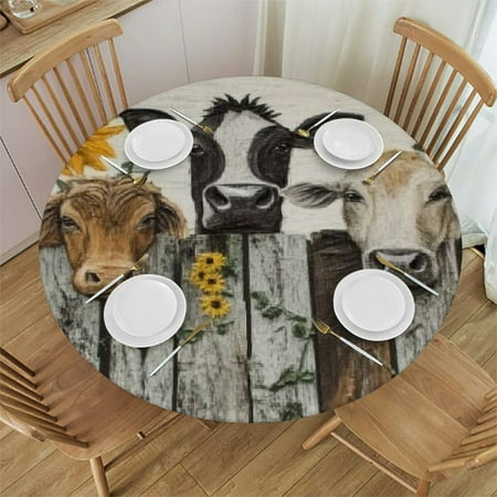 

Autua Sunflowers Round Tablecloth with Elastic Edge Stain-Resistant and Washable Ideal for Indoor and Outdoor Dining 100% Polyester Fiber Various Sizes Available 38 -42