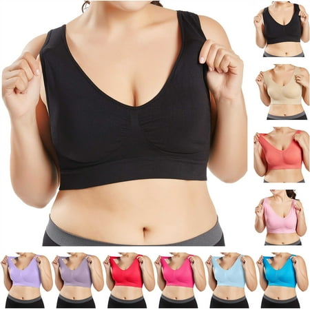 BiZtdJrK on Sale Clearance Sports Bras for Women Plus Size Yoga Fitness Vest Bra No Trace Gathering Comfortable Underwear Bralette Red XXXXXL