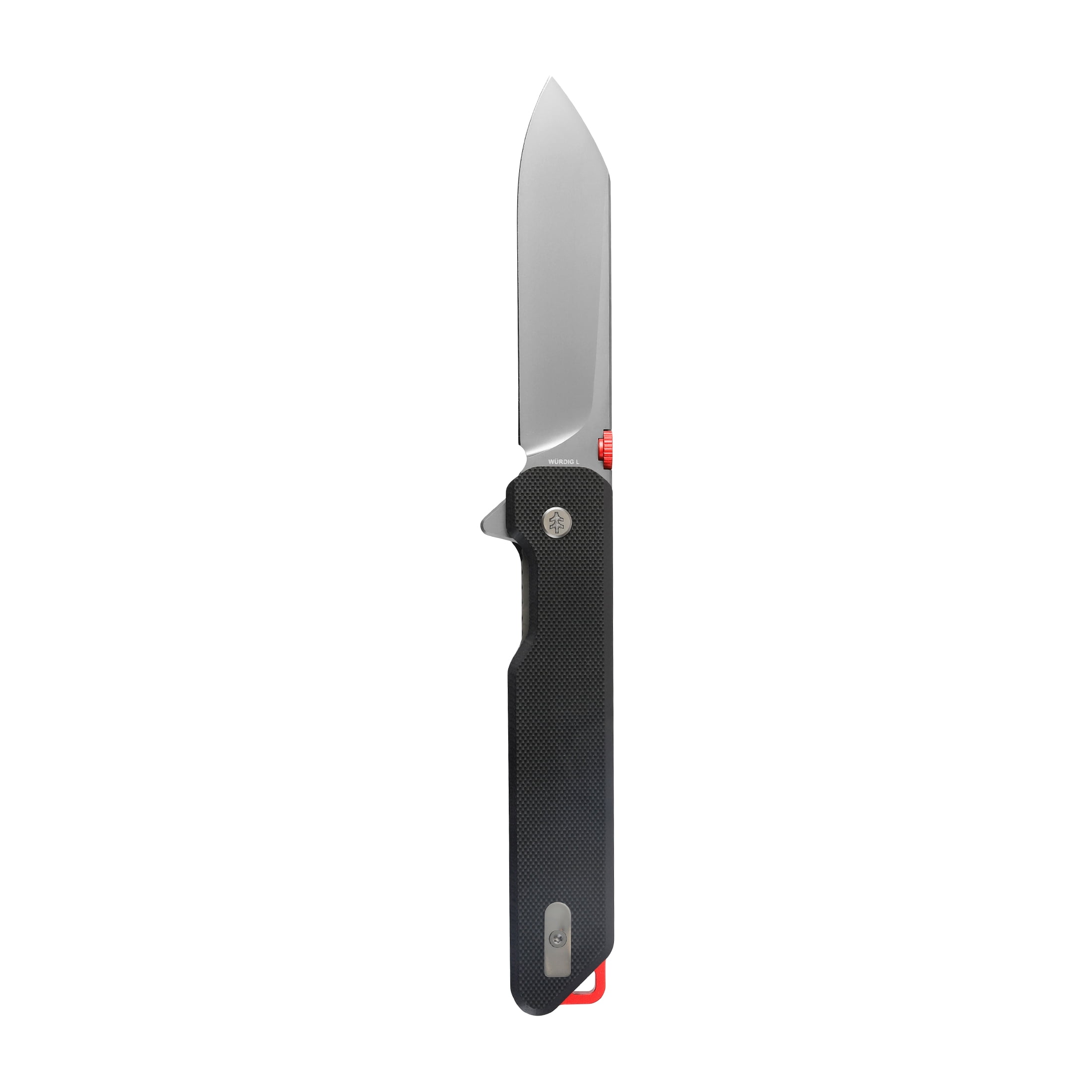 Swiss Tech WÜRDIG L Black G-10 Folding Knife, 14C28N Steel, Gray Ti Finish, EDC