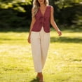 thumbnail image 4 of Womens Tops Solid Color Deep V-Neck Tank Top with Floral Cutout and Tie-Front Detail Boho Style Elegant Minimalist Casual Daily Wear Business Versatile, 4 of 7