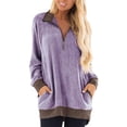 thumbnail image 4 of Blusa femenina de manga raglán, sudadera de mujer con cuello en V, sudadera de manga raglán larga, sudadera con empalme de color, máxima confiabilidad, 4 of 6