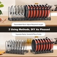 thumbnail image 3 of Housolution Pot and Pan Organizer, Expandable Pot Lid Organizer Rack with 14 Adjustable Dividers for Kitchen, Under Cabinet, Cutting Board, Bakeware, Black, 3 of 8