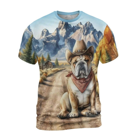 Welcome Fall Western Cowboy Bulldog Enjoys Majestic Autumn All Over Print 3D Shirt Unisex Merch Dog Lover Gifts Idea - 01007