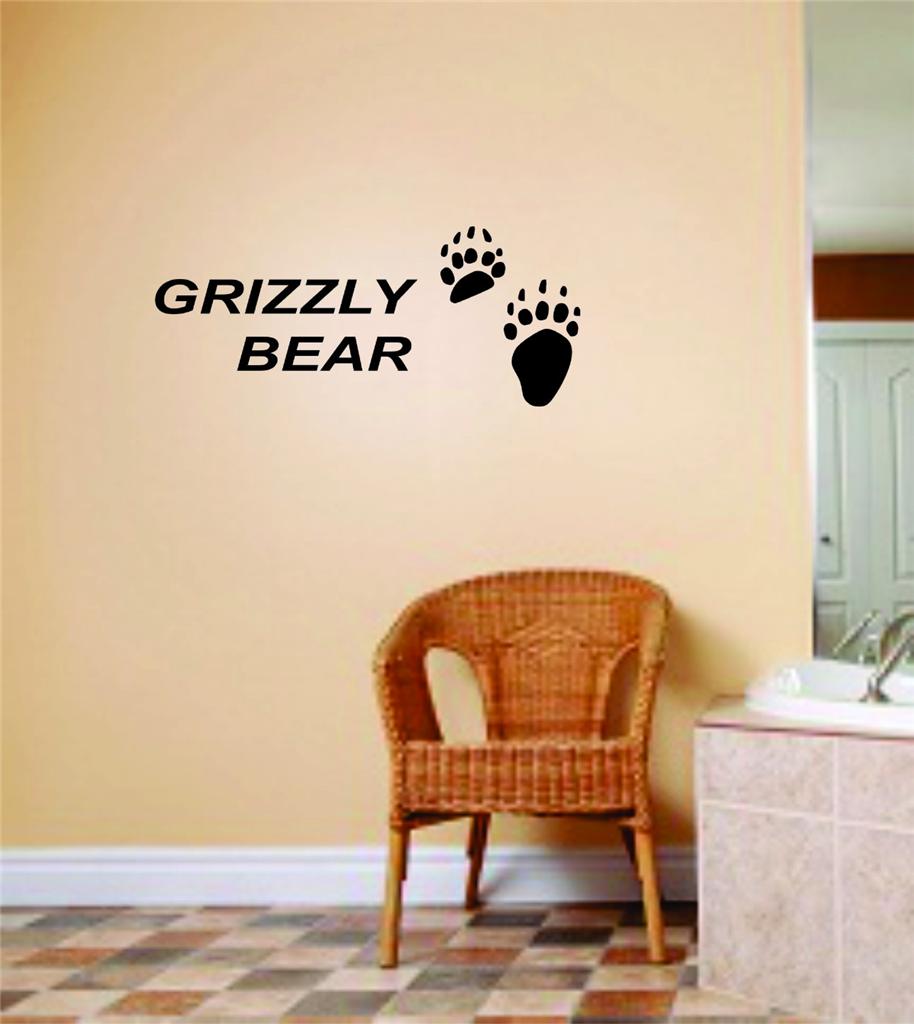 Autocollant Vinyle Personnalisé "Empreinte De Patte De Grizzly" - Monogramme - Hauteur 6 Pouces (15 Cm) - Choix De La Couleur - Neuf USA