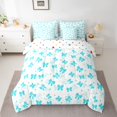 thumbnail image 2 of jejeloiu Kawaii Cartoon Bowknot 7 Pieces Bedding Comforter Set,Girls Blue Bow Full Bedding Set For Girl Kids Reversible, 2 of 8