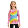 thumbnail image 4 of lnmuld Kids UPF50+ Sun Protection Long Sleeve Rash Guard Rainbow Tie Dye Swim Shirt for Boys Girls Pink,13-14 Years, 4 of 6