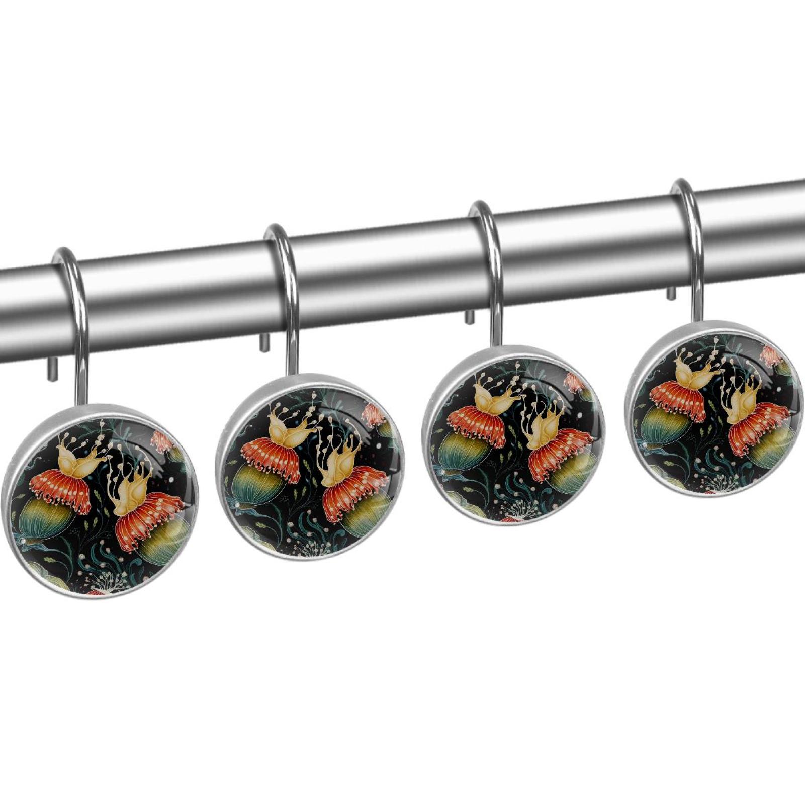 HemaKayy 12 Pcs Decorative Shower Curtain Hooks - Stainless Steel Rings for Bathroom Décor - Easy Glide & Secure Hold - Perfect Decoration for Bathroom Shower Rods - Ocean Sea Slug