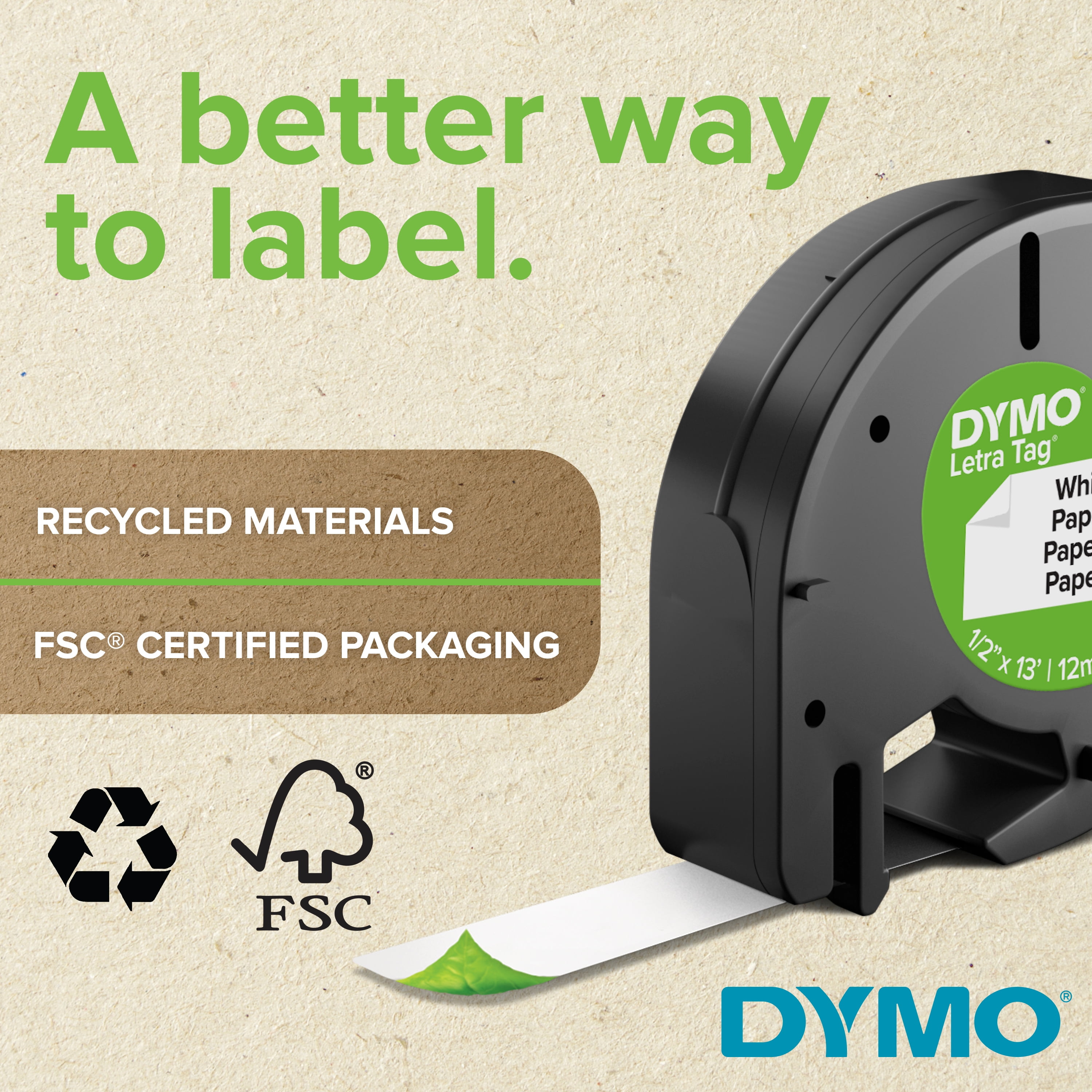 1/2 x 13ft Dymo DYM16952 LetraTag QX50 Plastic Labels Clear 
