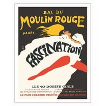 Fascination - French Cancan Dancer - Moulin Rouge Paris France - Vintage Cabaret Poster by René Gruau c.1960s - Fine Art Matte Paper Print (Unframed) 20x26in