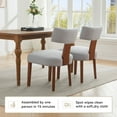 thumbnail image 4 of Set of 2 Modern Armless Dining Chairs in Linen Fabric with Curved Backrest and Solid Wooden Legs for Living Room，Gray, 4 of 17