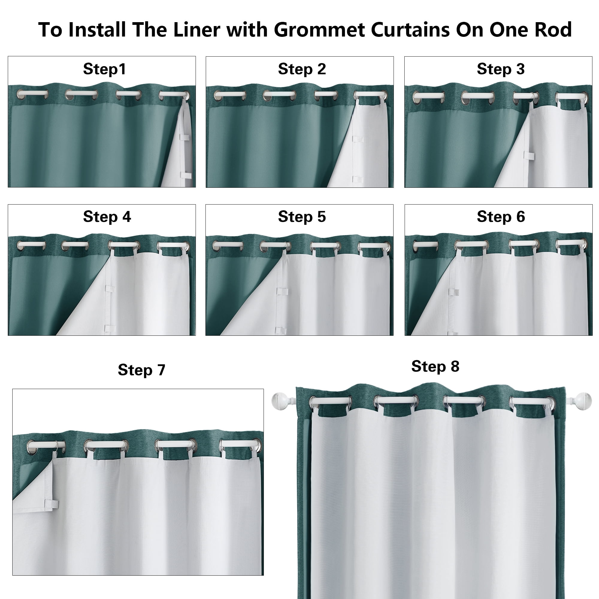 OVZME White Blackout Liner Curtains and Drapes, Keep Warming Black Out Energy Efficient Curtains, Thermal Curtains Liners for 92 inches Long Window 2 Panels set, 40"W x 92"L Per Panel