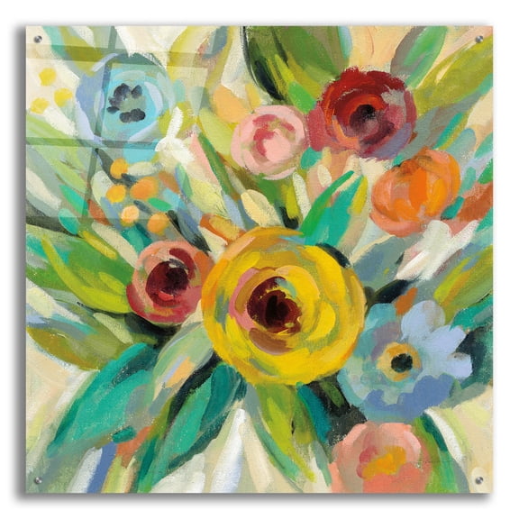 Epic Art 'Vivid Coral Floral III' by Silvia Vassileva, Acrylic Glass Wall Art, 36"x36"