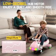 FanttikRide 12V N7 Ultra Electric Wiggle Car with Pedal, Kids Car, MagicMute™ Motor Swing Car, 2 Speeds, 9 Color Modes, Digital Display, Bluetooth, for Ages 3 and Up, 150 Lbs, Pinkish White