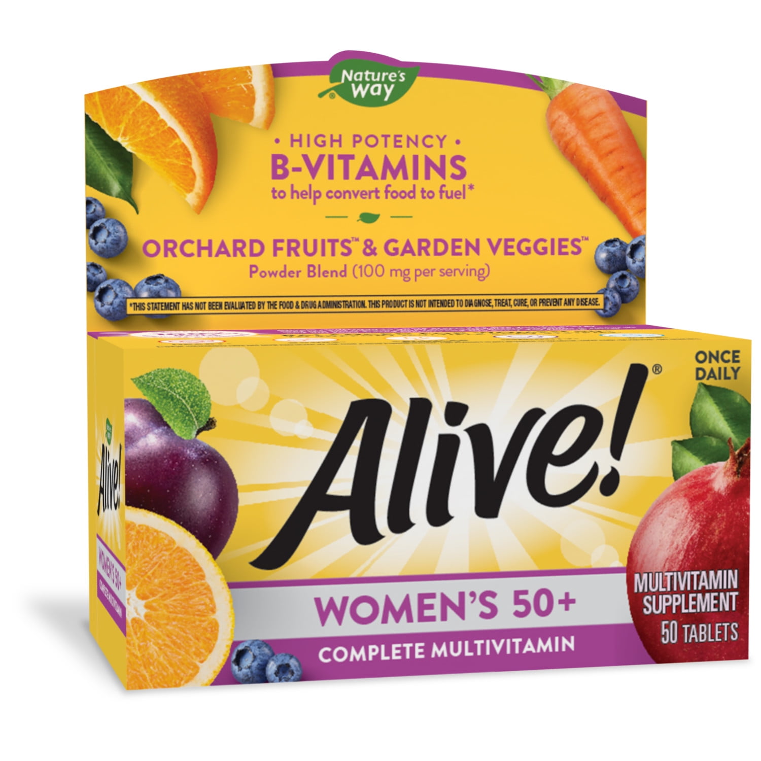 Nature’s Way Alive! Women’s 50+ Complete Multivitamin, High Potency B-Vitamins, 50 Tablets