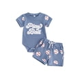 thumbnail image 2 of Baby Summer Outfits Casual Baseball/Golf Themed Crew Neck Short Sleeve Romper and Shorts 2 Pcs Set, 2 of 10