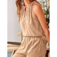 thumbnail image 5 of Women'S Hollow Out Halter Neck Sleeveless Top & Wide Leg Pants, Summer Casual Outfit Set Khaki L, 5 of 9
