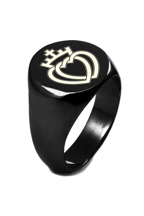 Sterling Silver Crown of Hearts Engraved Round Flat Top Polished Ring