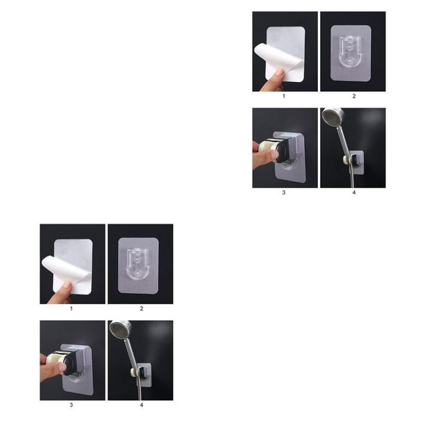 Bewildely Soporte de pared para cabezal de ducha de baño, rociador de baño, soporte de plástico adhesivo para montaje en pared 2piezas