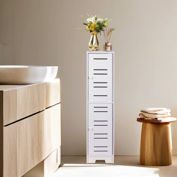 PinkSheep Toilet Paper Holder Stand, Slim Bathroom Storage Cabinet Organizer for Small Spaces