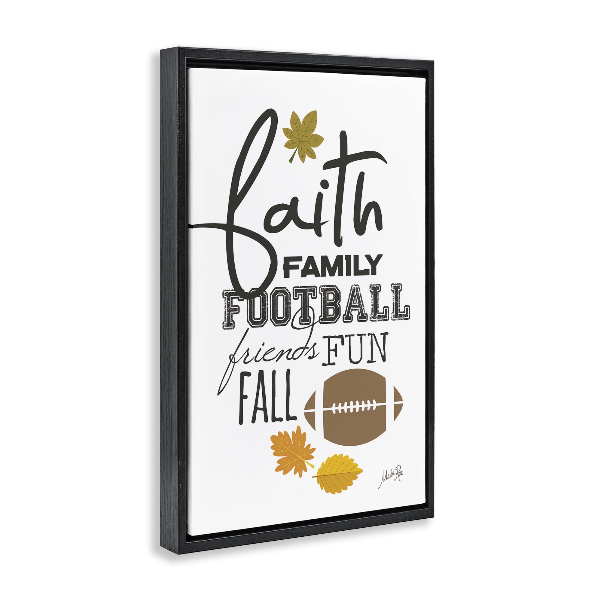 Stupell Industries Faith Family Football Sports Painting Black Floater Framed Art Print Wall Art, 17 x 25