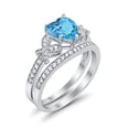 thumbnail image 3 of Two Piece Heart Promise Ring Aquamarine CZ 925 Sterling Silver Size 7, 3 of 3