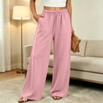 thumbnail image 5 of ZUBKTE Women's Fall Winter Sweatpants, Solid Elastic Drawstring Waist Loose Casual Long Trousers with Side Hidden Pockets S‑2XL, 5 of 9