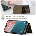 thumbnail image 2 of 2 in 1 Wallet Case for iPhone 16, Retro PU Leather Cell Phone Back Cover Magnetic Detachable with Wallet Credit Card Cash Holder Kickstand for iPhone 16, Coffee, 2 of 9