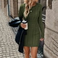 thumbnail image 5 of CharmCyan Women’s Long Sleeve Cable Knit Bodycon Sweater Dress Crew Neck Slim Fit Pullover Mini Dress for Autumn Winter Army Green L, 5 of 8