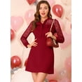 thumbnail image 2 of Unique Bargains Élégant Cravate Partie Maille Pure Panneau Points une Ligne Mini Robe de Femmes, 2 of 6