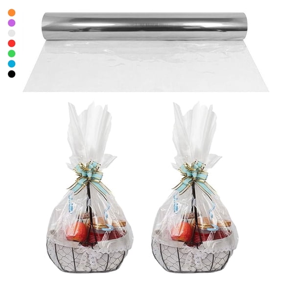Tripumer 1 Roll Cellophane Wrapping Paper 16 inch x 100 feet Thick Cellophane Wrap Roll for Gift DIY Crafts Holiday Decoration Clear