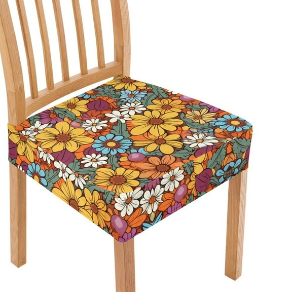 HELLHERO Daisy Print Dining Chair Covers, Washable Seat Cover for Dining Room Chair, Stretch Kitchen Chairs Cushion Slipcovers