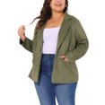 thumbnail image 4 of Chaqueta de mujer de talla grande de gamuza sintética Agnes Orinda, con mangas largas, solapa de muesca y botones, abrigo 1X en verde ejército, 4 of 6