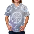 thumbnail image 2 of Domuza Mens Spooky Halloween Printed Scrub T-Shirt Pumpkins Print Casual Short Sleeve V Neck Tshirts Trendy Comfy Funny Medical Top with 3 Pocket White 3XL, 2 of 6