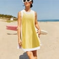 thumbnail image 5 of Summer Outfits for Women 2 Piece Set Casual Color Block Lounge Sets Sleeveless Crewneck Tank Top and Shorts with Pockets Yellow L, 5 of 6