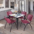 thumbnail image 2 of Regency Kahlo 30 in. Square Breakroom Table- White, Black Base & 4 M Stack Chairs- Burgundy, 2 of 8