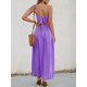 thumbnail image 3 of Vestido largo CUPSHE con cuello en V torcido sin mangas y recorte morado, 3 of 7