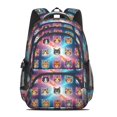 thumbnail image 2 of Multicolor Cat Head Purple Pattern Cute School Backpack Bag with Padded Back and Adjustable Shoulder Straps 16.9 X 12.6 X 5.9 Inches, 2 of 5