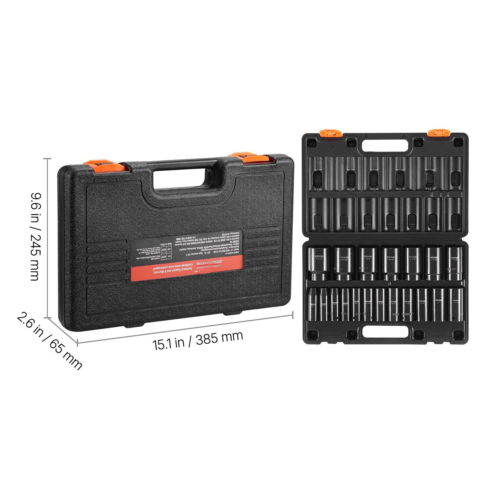 Professional-Grade 19-Piece 1/2 Drive Impact Socket Set | Deep 6-Point Sockets, Cr-V Rugged Construction, Storage Cage Included (3/8 To 1-1/2
