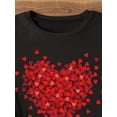 thumbnail image 3 of Heart Print Crew Neck T-Shirt, Casual Short Sleeve Top For Spring & Summer, Women's Clothing, 3 of 5