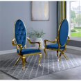 thumbnail image 2 of Fauteuils Capitonnés en Velours Bleu Marine et Acier Inoxydable Doré (Lot de 2), 2 of 2