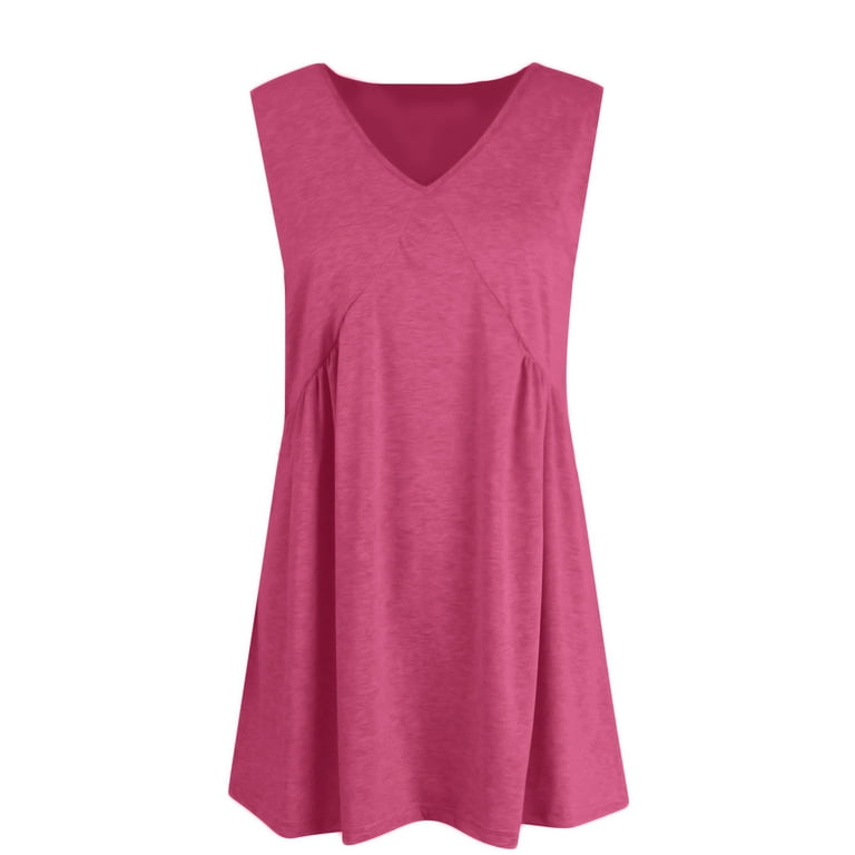 Simple Wedding Dress, Tank Mini Sleeveless Casual V Neck With Pockets Baby Dresses  Black Formal Women 2025 2024 Dresses Casual For Guest Flowy Dresses  Quinceanera Dresses (S, Hot Pink) ZMTing - Walmart.com