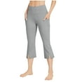 thumbnail image 2 of Ahdbta Capri Pants for Women Bootcut Yoga Pants with Pockets Soft High Waisted Flare Leggings Casual Work Pants, 2 of 8