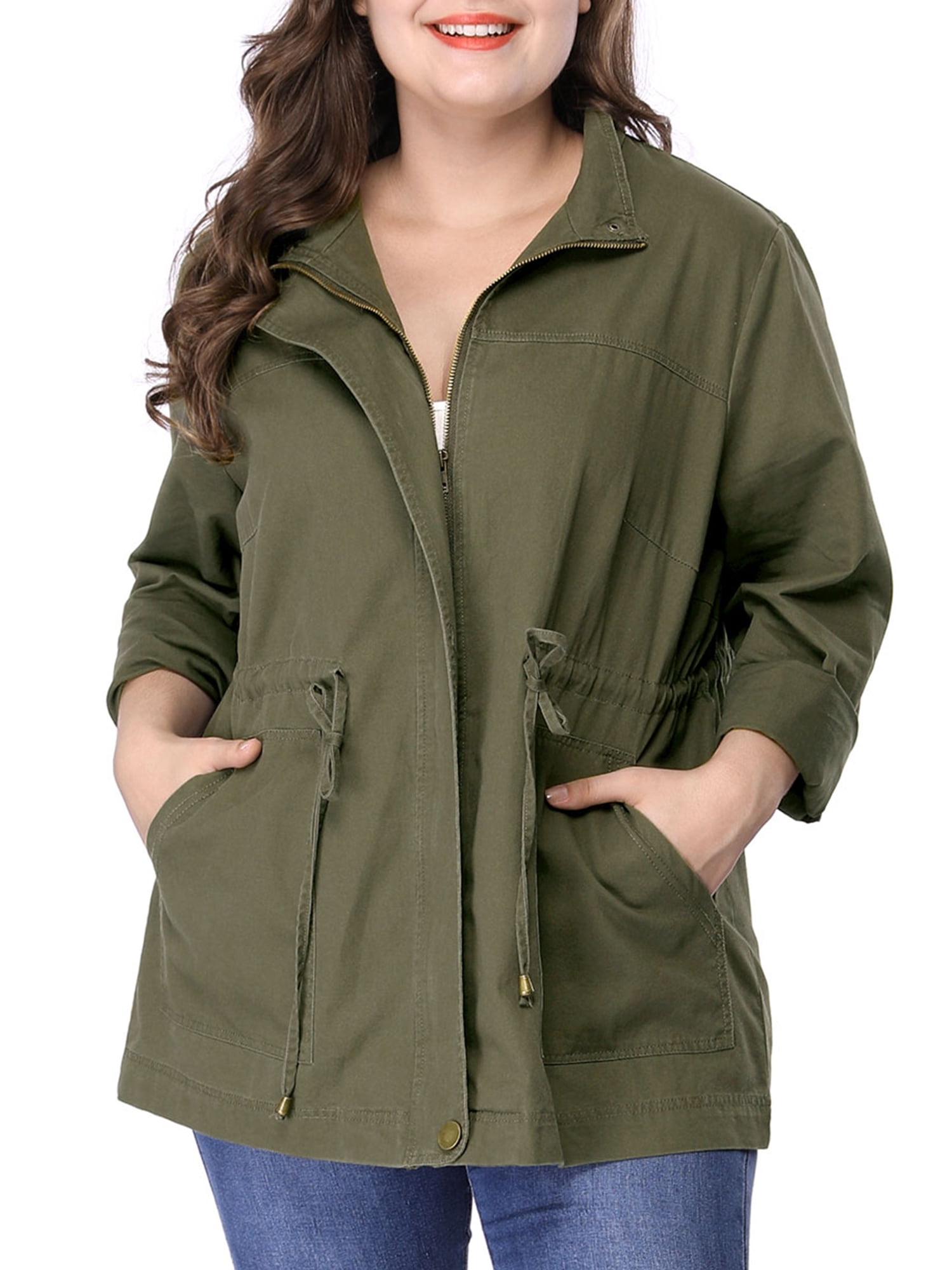 plus size green utility jacket