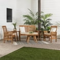 thumbnail image 2 of Walker Edison AZOWCHAT6PCBR Castellina Modern 6-Piece Solid Acacia Wood Patio Chat Set, Brown, 2 of 6