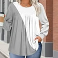 thumbnail image 5 of FRSASU Womens Crewneck Sweatshirt Plus Size Color Blocking Casual Loose Fitting Tops Long Sleeve T Shirt Gray XXXXL(XXXXL), 5 of 6