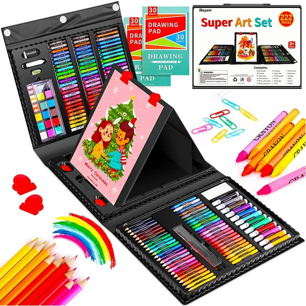 Art Set, HTAIGUO 222 Pack Art Supplies Drawing Kit for Kids Girls Boys  Teens Artist Children 5 6 7 8 9 11 12, Deluxe Beginners Art Case Gift with  Trifold Easel, Pastels, Crayons, Pencils 