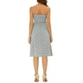 thumbnail image 3 of INSPIRE CHIC Women's Summer Spaghetti Strap Smocked Pockets Floral Dress M Gray Blue, 3 of 5